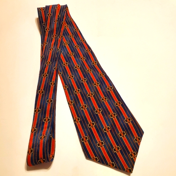 Pitti Uomo Necktie Blue Stripe Silk Neck Tie - Picture 2 of 5